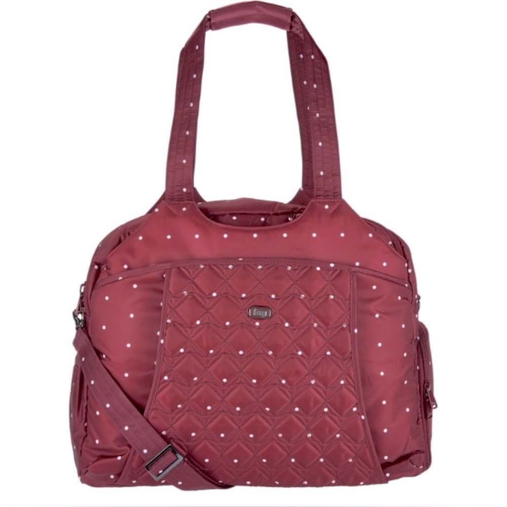 LUG Pontoon Weekender Carry On Luggage Travel Bag Burgundy/White NWOT